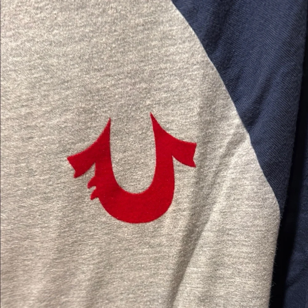 True Religion Navy and Gray Raglan Shirt